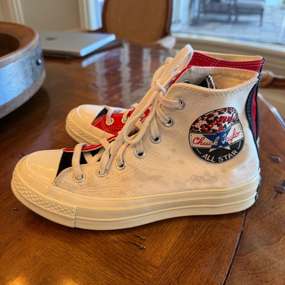 Converse Red White and Black High-Top Sneakers